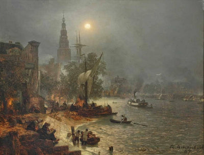 Night view, Amsterdam in home office