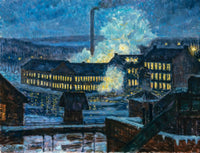 Night View of a Factory by Alfred William Finch — hand-painted abstract oil painting reproduction on canvas