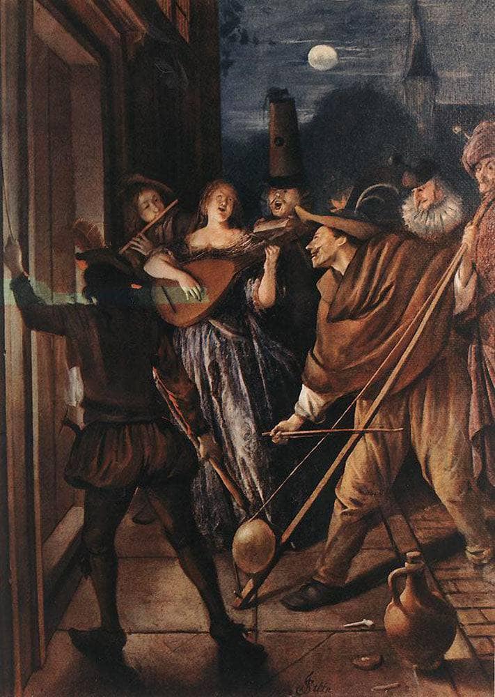 Nocturnal Serenade by Jan Steen — hand-painted cultural oil painting reproduction on canvas