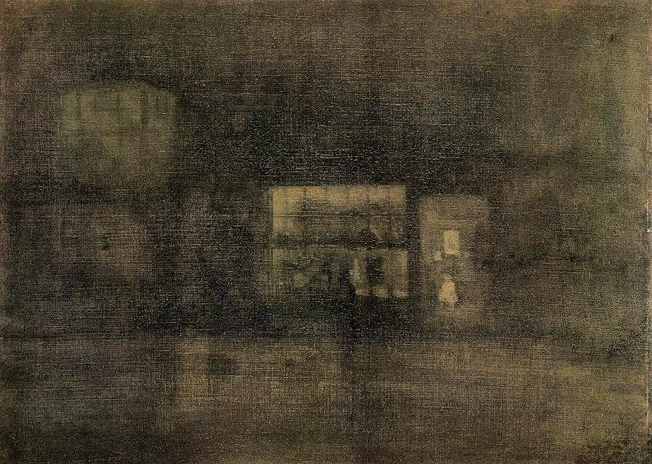 Nocturne Black and Gold - The Rag Shop, Chelsea by James McNeill Whistler — hand-painted abstract oil painting reproduction on canvas