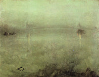 Nocturne: Silver and Opal â Chelsea by James McNeill Whistler — hand-painted landscape oil painting reproduction on canvas