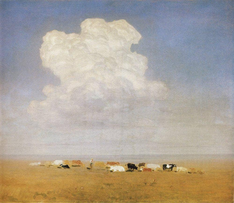 Noon. Herd in the steppe on gallery wrap