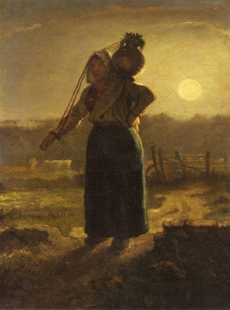 Norman Milkmaid by Jean-Francois Millet — hand-painted landscape oil painting reproduction on canvas