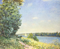Normandy, the water path, in the evening at Sahurs by Alfred Sisley — hand-painted botanical oil painting reproduction on canvas