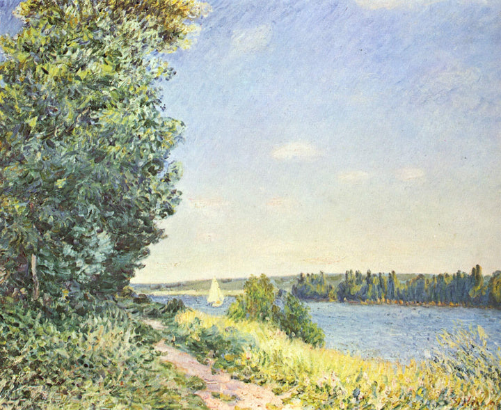 Normandy, the water path, in the evening at Sahurs by Alfred Sisley — hand-painted botanical oil painting reproduction on canvas