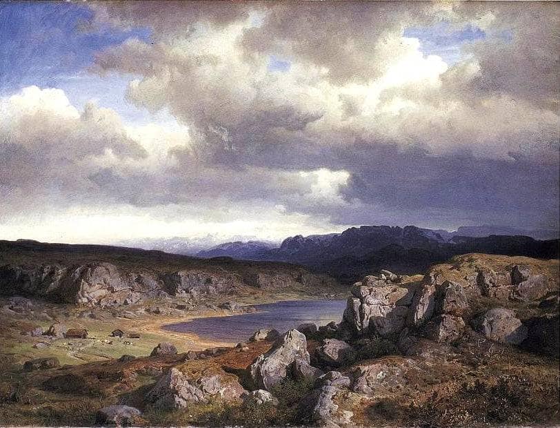 Norwegian Highlands by Hans Gude — hand-painted eco oil painting reproduction on canvas