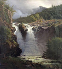 Norwegian Waterfall by Louis Gurlitt — river oil painting wall art, Romanticism