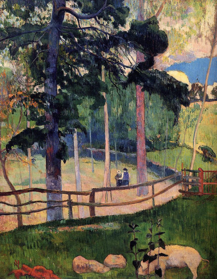 Nostalgic Promenade by Paul Gauguin — hand-painted animal oil painting reproduction on canvas