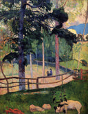 Nostalgic Promenade by Paul Gauguin — rural oil painting wall art, Post Impressionism