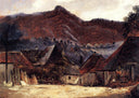 Cottages in the Jura by Theodore Rousseau — hand-painted architectural oil painting reproduction on canvas