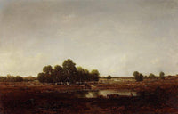 Marsh Land by Theodore Rousseau — hand-painted botanical oil painting reproduction on canvas