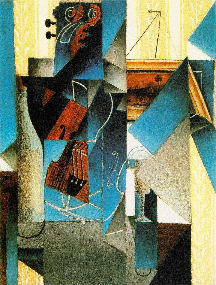 Violin and print by Juan Gris — hand-painted abstract oil painting reproduction on canvas