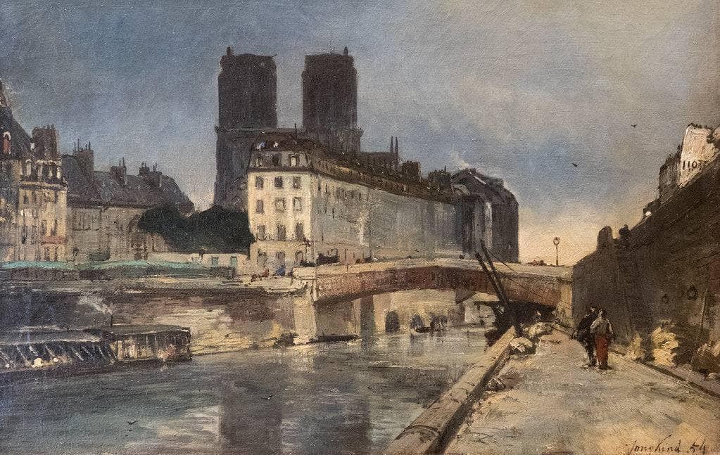 Notre-Dame de Paris by Johan Jongkind — hand-painted architectural oil painting reproduction on canvas
