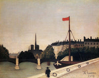 Notre Dame View of the Ile Saint Louis from the Quai Henri IV by Henri Rousseau — hand-painted architectural oil painting reproduction on canvas