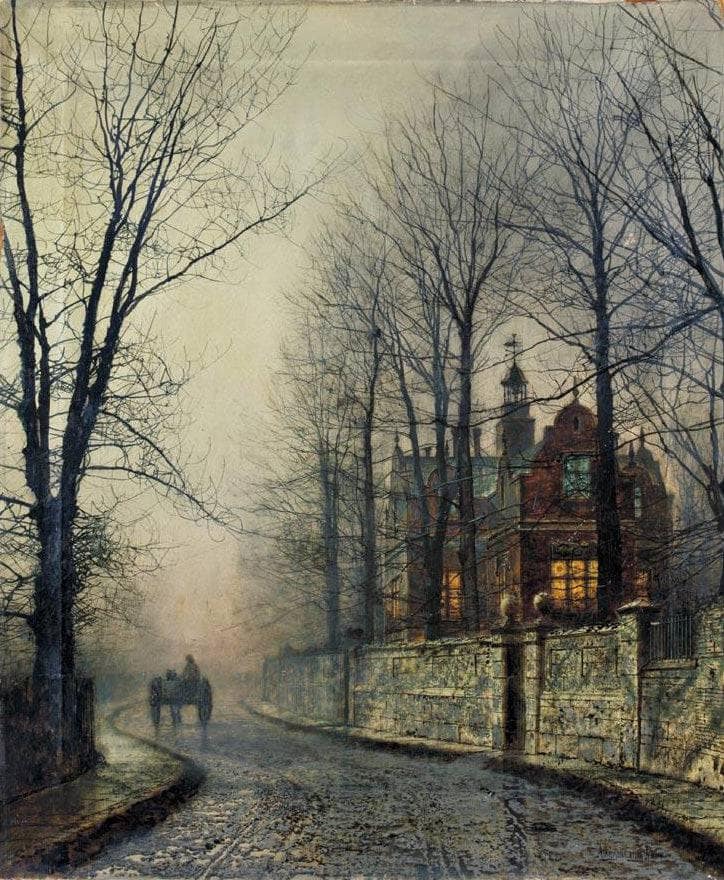 November Moonlight by John Atkinson Grimshaw — hand-painted architectural oil painting reproduction on canvas