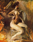 Snappy nudine by Giovanni Boldini — male oil painting wall art, Impressionism
