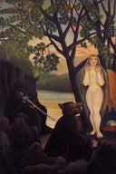 Nude and Bear by Henri Rousseau — hand-painted animal oil painting reproduction on canvas
