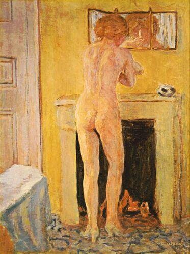 Nude at the Fireplace by Pierre Bonnard — hand-painted nude oil painting reproduction on canvas
