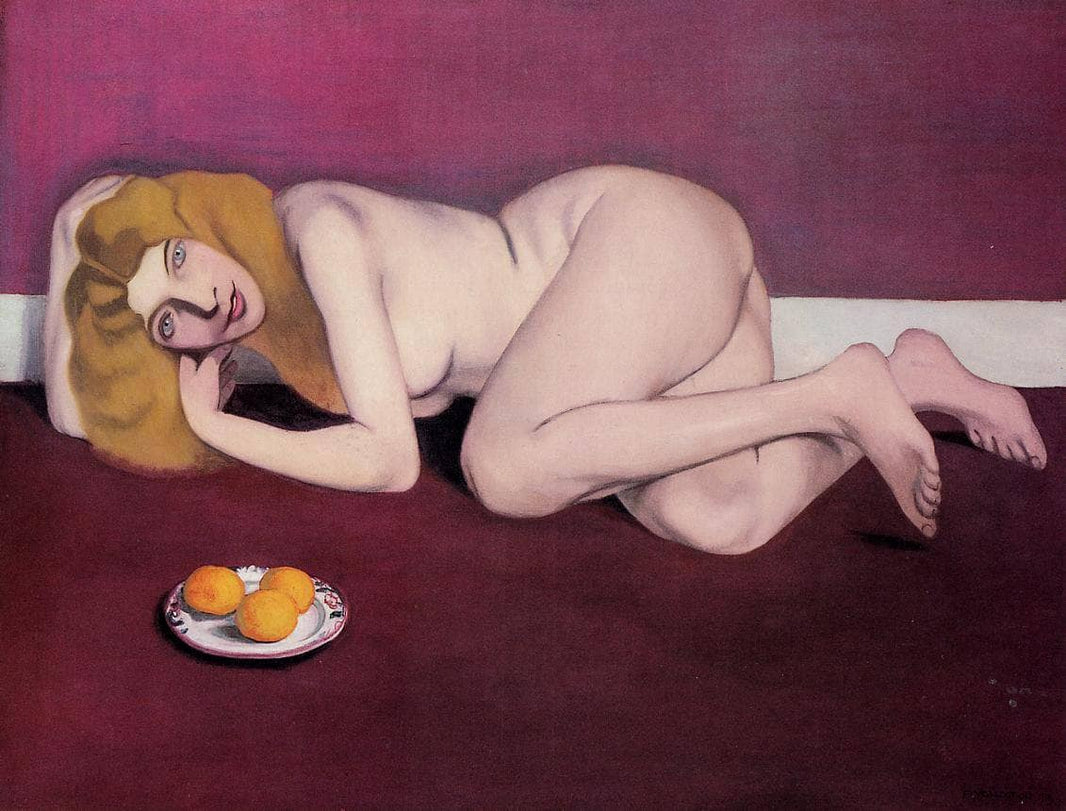 Nude Blond Woman with Tangerines by Felix Vallotton — hand-painted nude oil painting reproduction on canvas