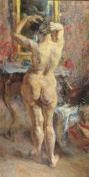 Nude from behind by Umberto Veruda — female oil painting wall art, Realism
