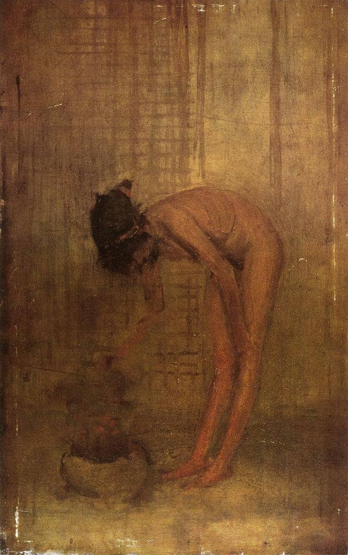 Nude Girl with a Bowl by James McNeill Whistler — hand-painted nude oil painting reproduction on canvas