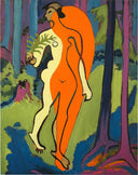 Nude in Orange and Yellow by Ernst Ludwig Kirchner — male oil painting wall art, Expressionism