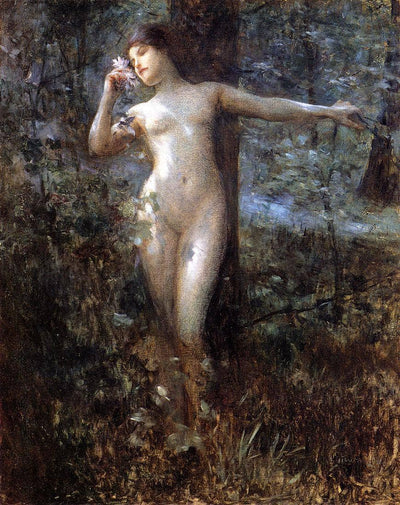 Nude in the Forest in kitchen