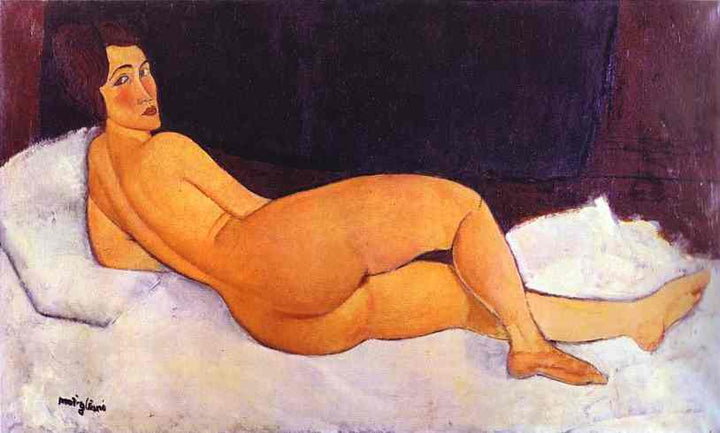 Nude Looking over Her Right Shoulder by Amedeo Modigliani — hand-painted nude oil painting reproduction on canvas