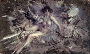 Nude of a young semi-reclining woman - Giovanni Boldini