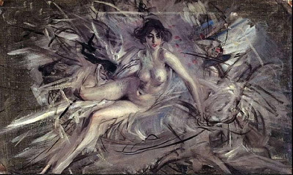 Nude of a young semi-reclining woman