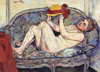 Nude Reclining on a Sofa by Suzanne Valadon — hand-painted cultural oil painting reproduction on canvas
