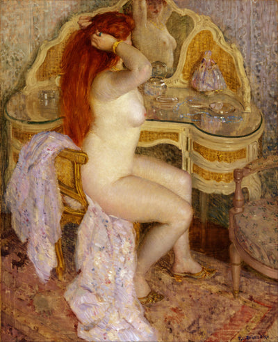 Nude Seated at Her Dressing Table in home office