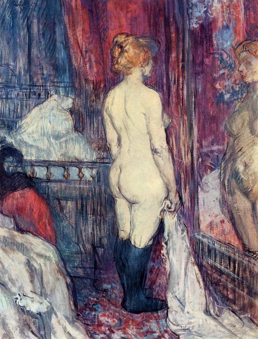 Nude Standing before a Mirror by Henri de Toulouse-Lautrec — hand-painted nude oil painting reproduction on canvas