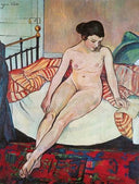 Nude with a Striped Blanket by Suzanne Valadon — male oil painting wall art, Post Impressionism