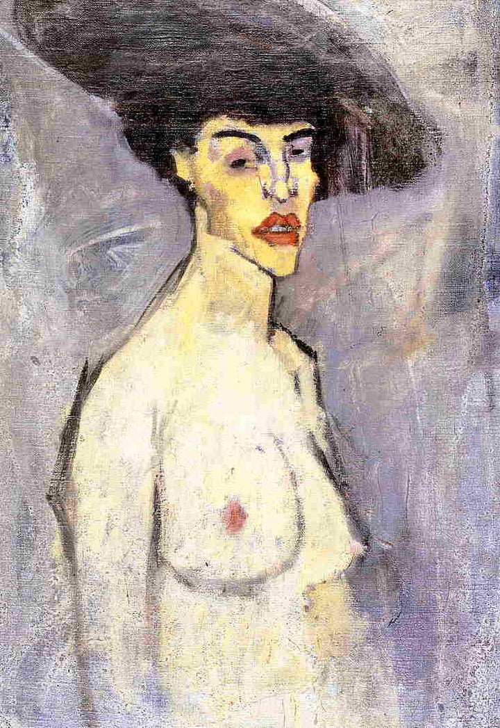 Nude with Hat by Amedeo Modigliani — hand-painted nude oil painting reproduction on canvas