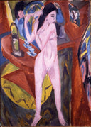 Nude Woman Combing Her Hair by Ernst Ludwig Kirchner — hand-painted abstract oil painting reproduction on canvas