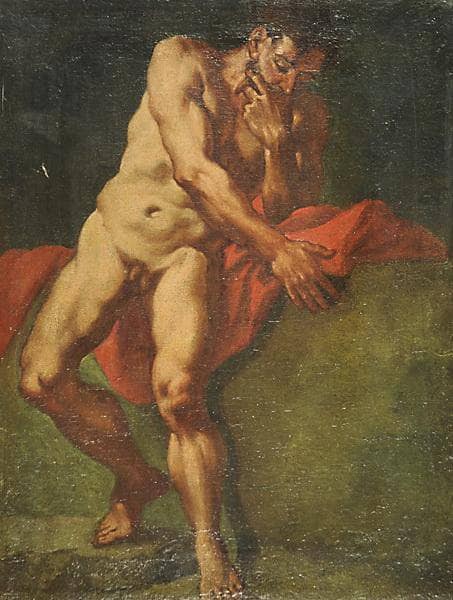 Nudo maschile by Giulia Lama — hand-painted nude oil painting reproduction on canvas