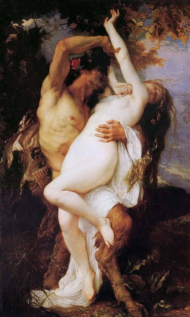 Nymph Abducted by a Satyr by Alexandre Cabanel — hand-painted cultural oil painting reproduction on canvas