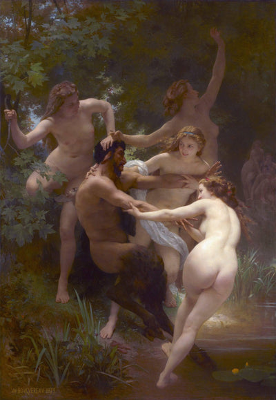 Nymphs and Satyr in apartment