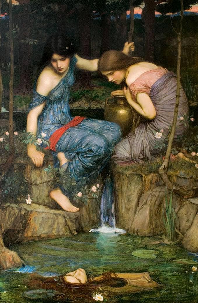 Nymphs Finding the Head of Orpheus by John William Waterhouse — hand-painted cultural oil painting reproduction on canvas