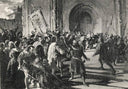 Episode of the conquest of Pavia in 1359 by Federico Faruffini — hand-painted architectural oil painting reproduction on canvas