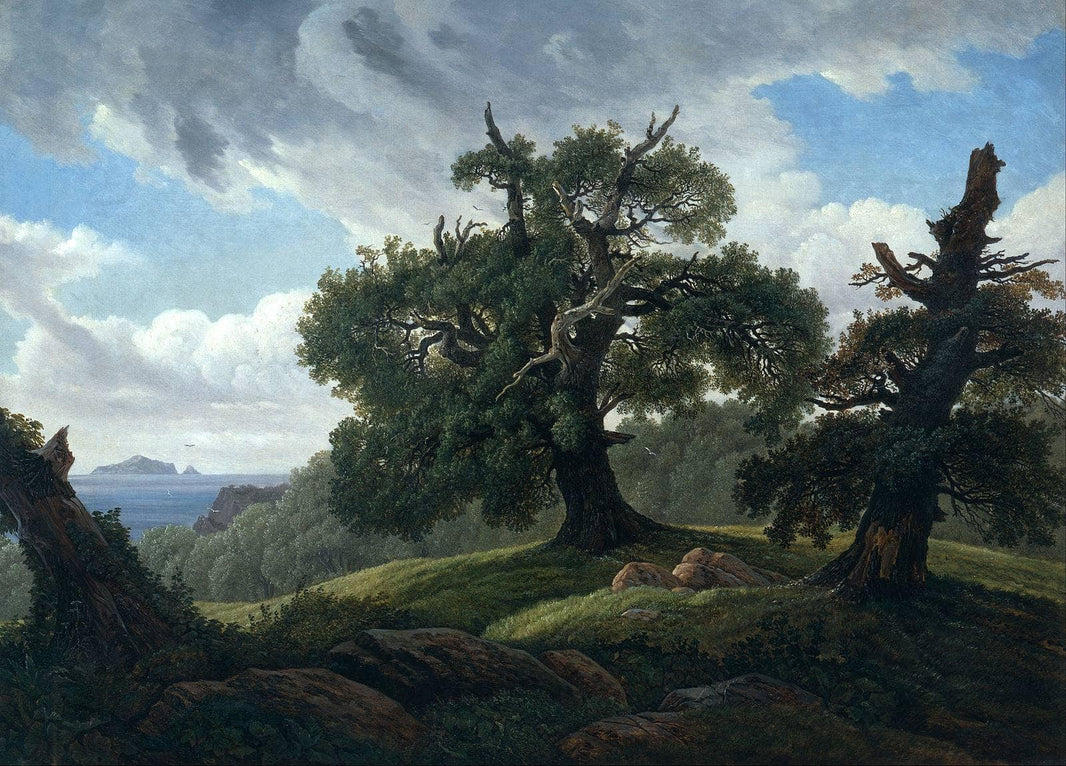 Oak Trees by the Sea by Carl Gustav Carus — hand-painted botanical oil painting reproduction on canvas