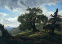 Oak Trees by the Sea by Carl Gustav Carus — forest oil painting wall art, Romanticism