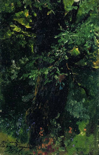 Oak trunk in early summer by Isaac Levitan — hand-painted botanical oil painting reproduction on canvas