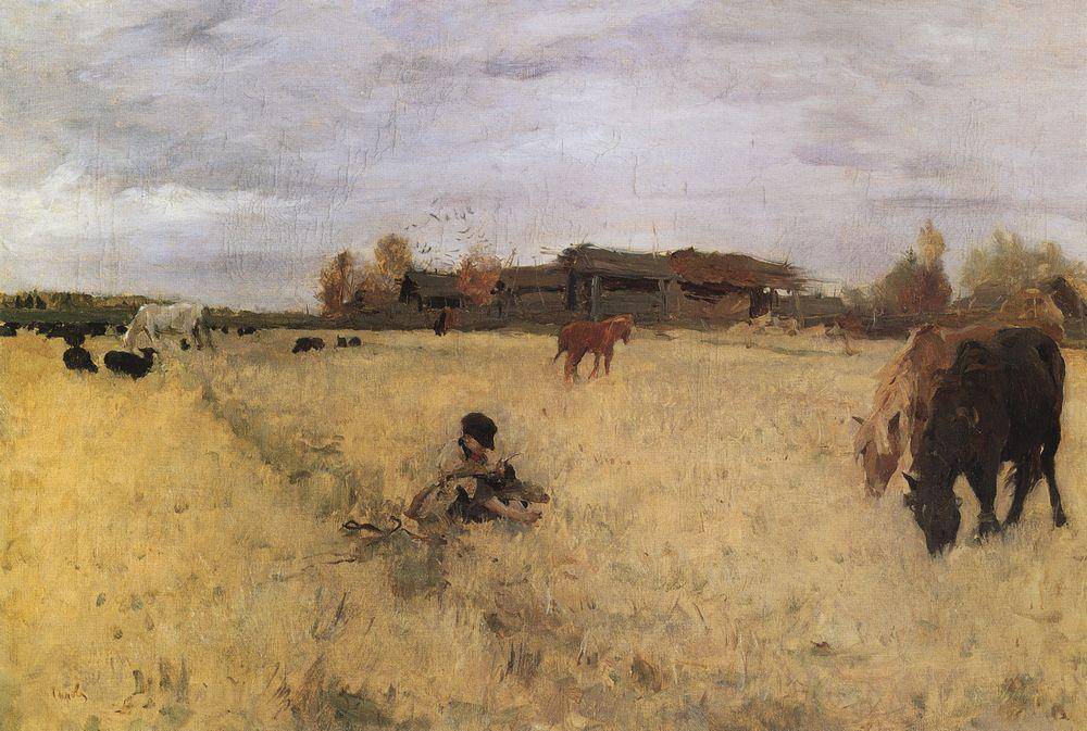 October. Domotcanovo by Valentin Serov — hand-painted animal oil painting reproduction on canvas