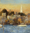 October Sundown, Newport by Childe Hassam — hand-painted architectural oil painting reproduction on canvas
