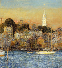 October Sundown, Newport by Childe Hassam — hand-painted architectural oil painting reproduction on canvas