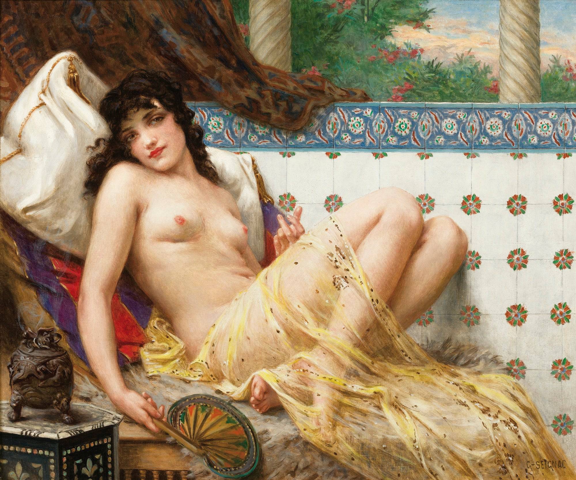 Odalisque with a Fan - Guillaume Seignac