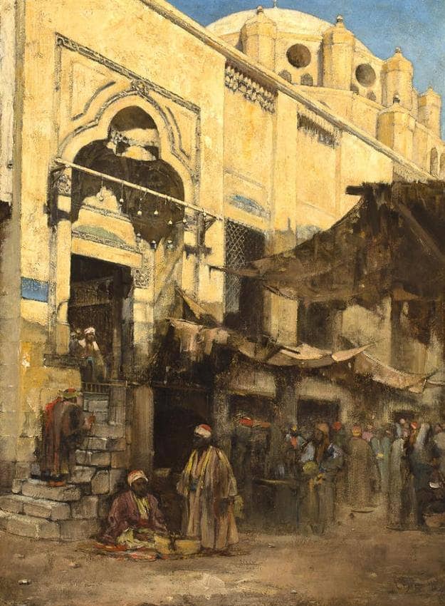 Offering of the Zakat by Cesare Biseo — hand-painted architectural oil painting reproduction on canvas