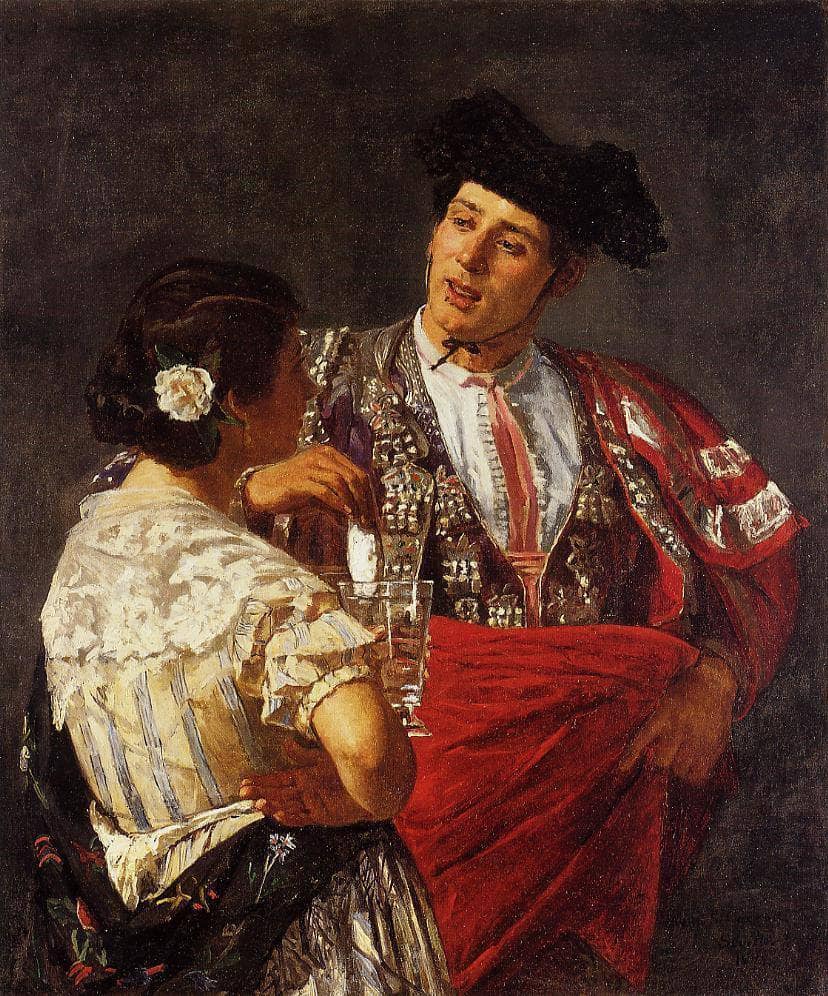 Offering the Panel to the Bullfighter by Mary Cassatt — hand-painted portrait oil painting reproduction on canvas